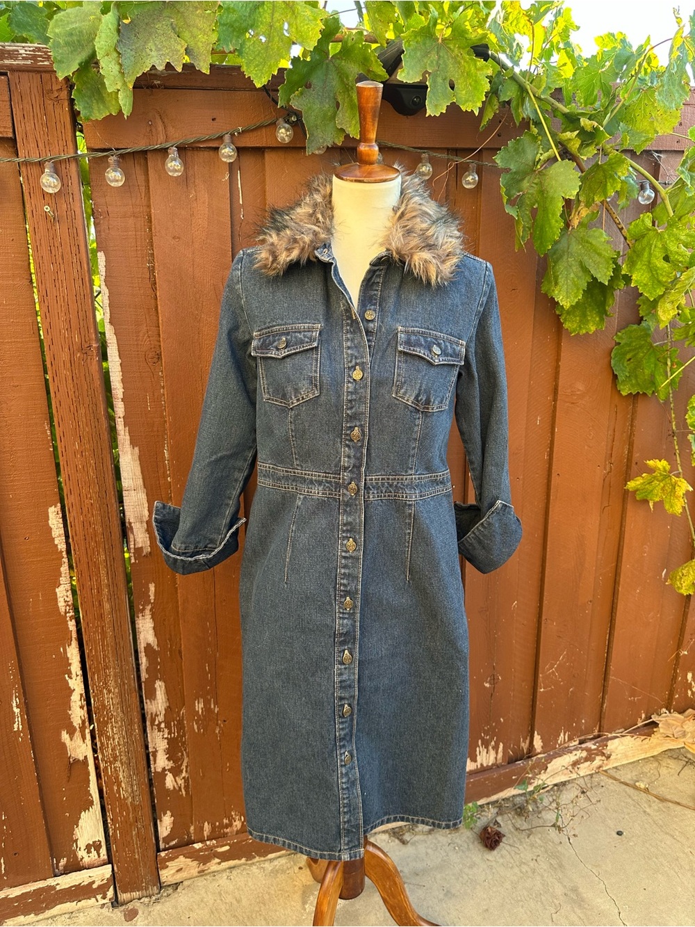 Faded Glory Denim Button-Up Shirt Jacket in Blue